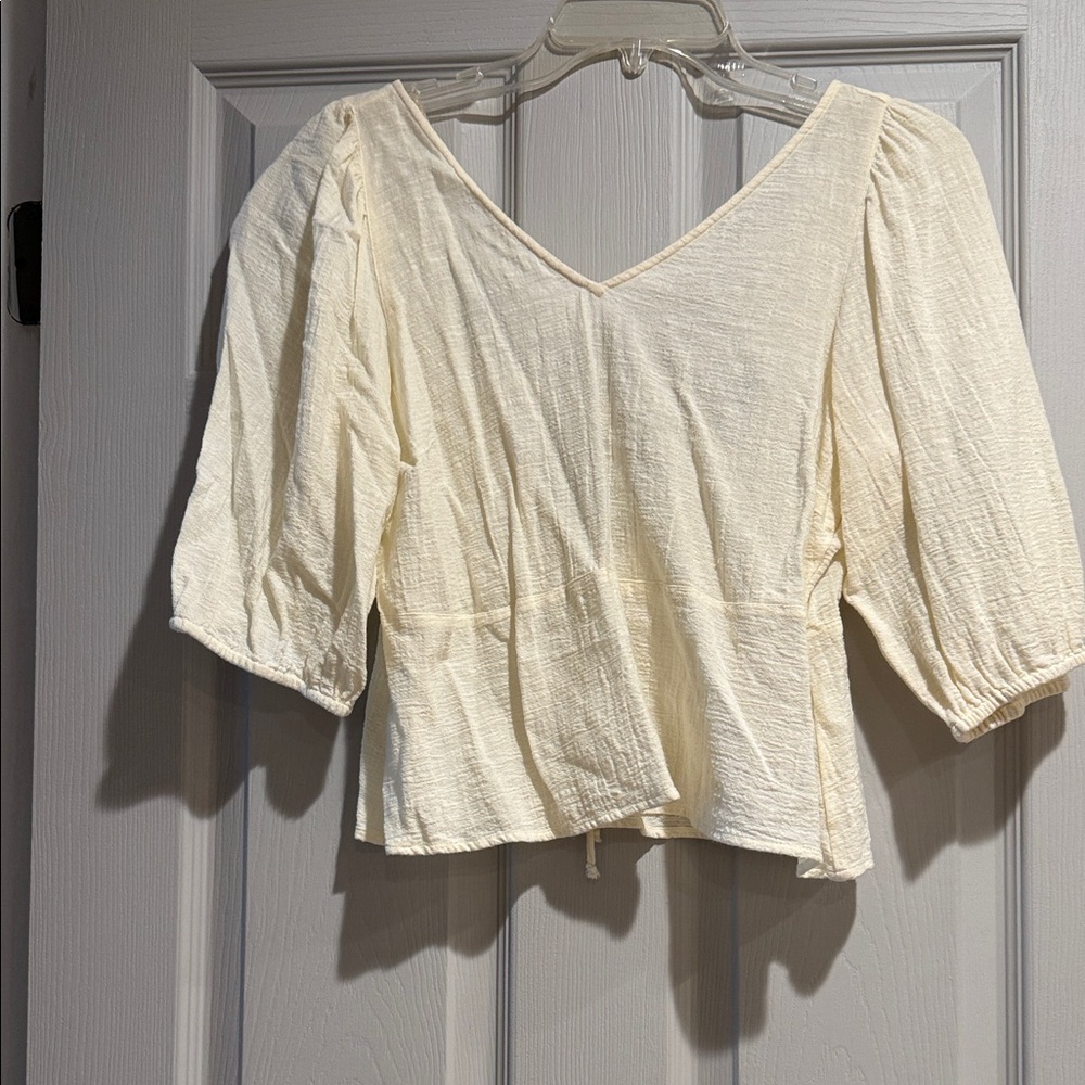 Cream V-Neck Women's Top